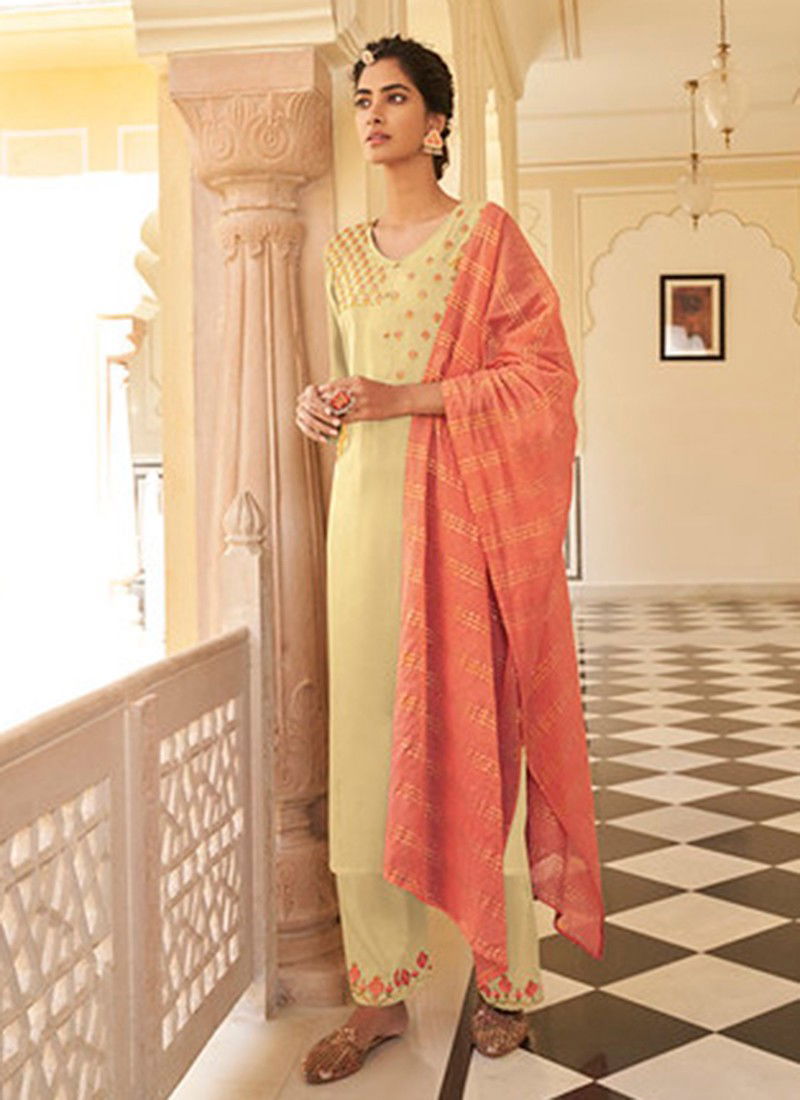 Cream Colour Latest Fancy Designer Heavy Festive Wear pyor stepal viscose Stylish Salwar Suit Collection 122